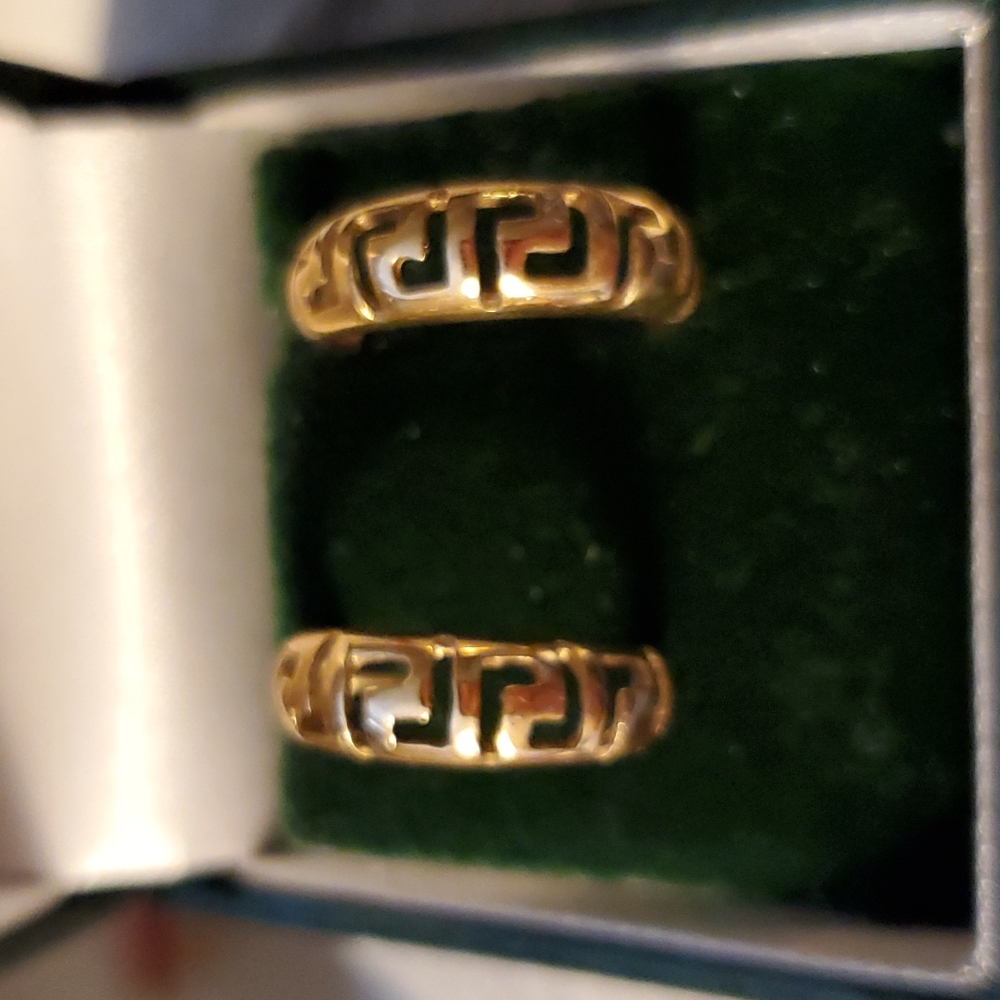 Gold platted Aztec design cut out hoop